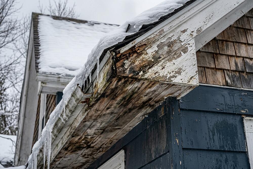 Ice dam damage on a Southern New Brunswick home after a winter thaw