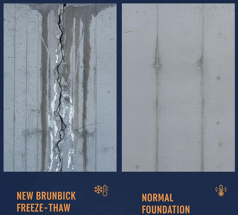 Comparison of the New Brunswick freeze-thaw cycle damage on New Brunswick homes foundation