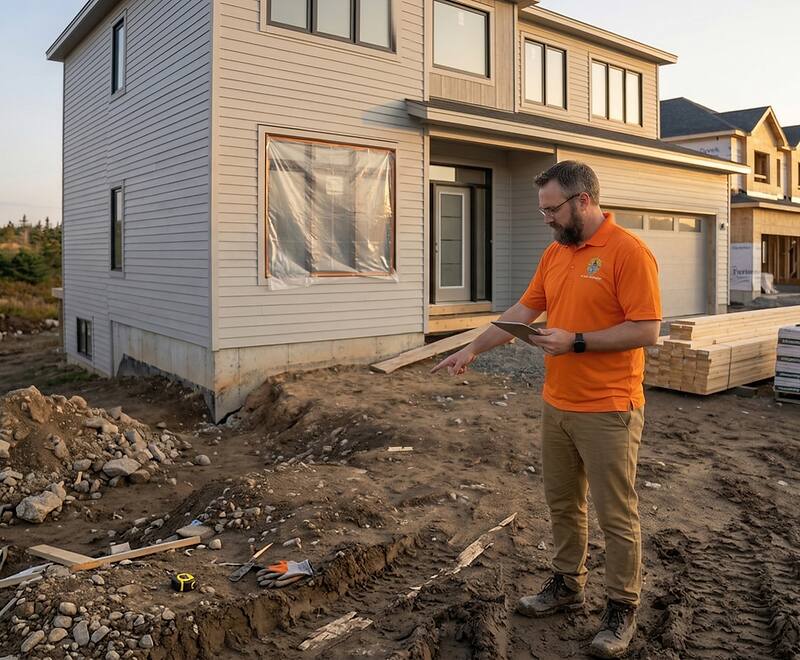 Home inspector at a new construction home in Saint John, New Brunswick