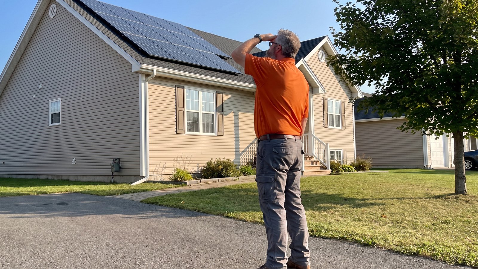 Solar panels on a Southern New Brunswick home roof during a home inspection