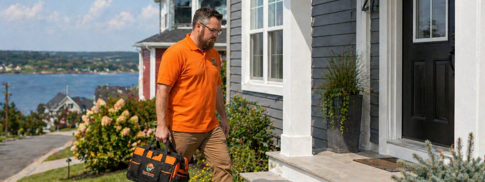 Jonathan Gogan arriving for a home inspection in a Saint John neighbourhood