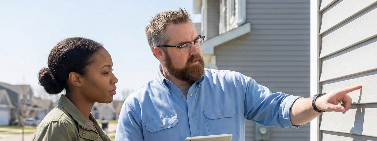 Home inspector checking electrical panel during a Saint John home inspection
