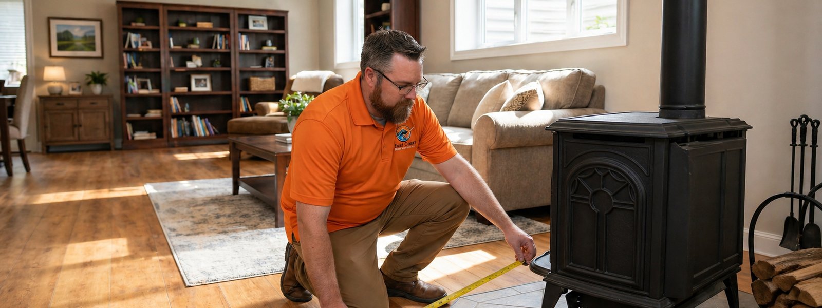 WETT-certified inspection of a wood-burning appliance in a Maritime home in Southern New Brunswick