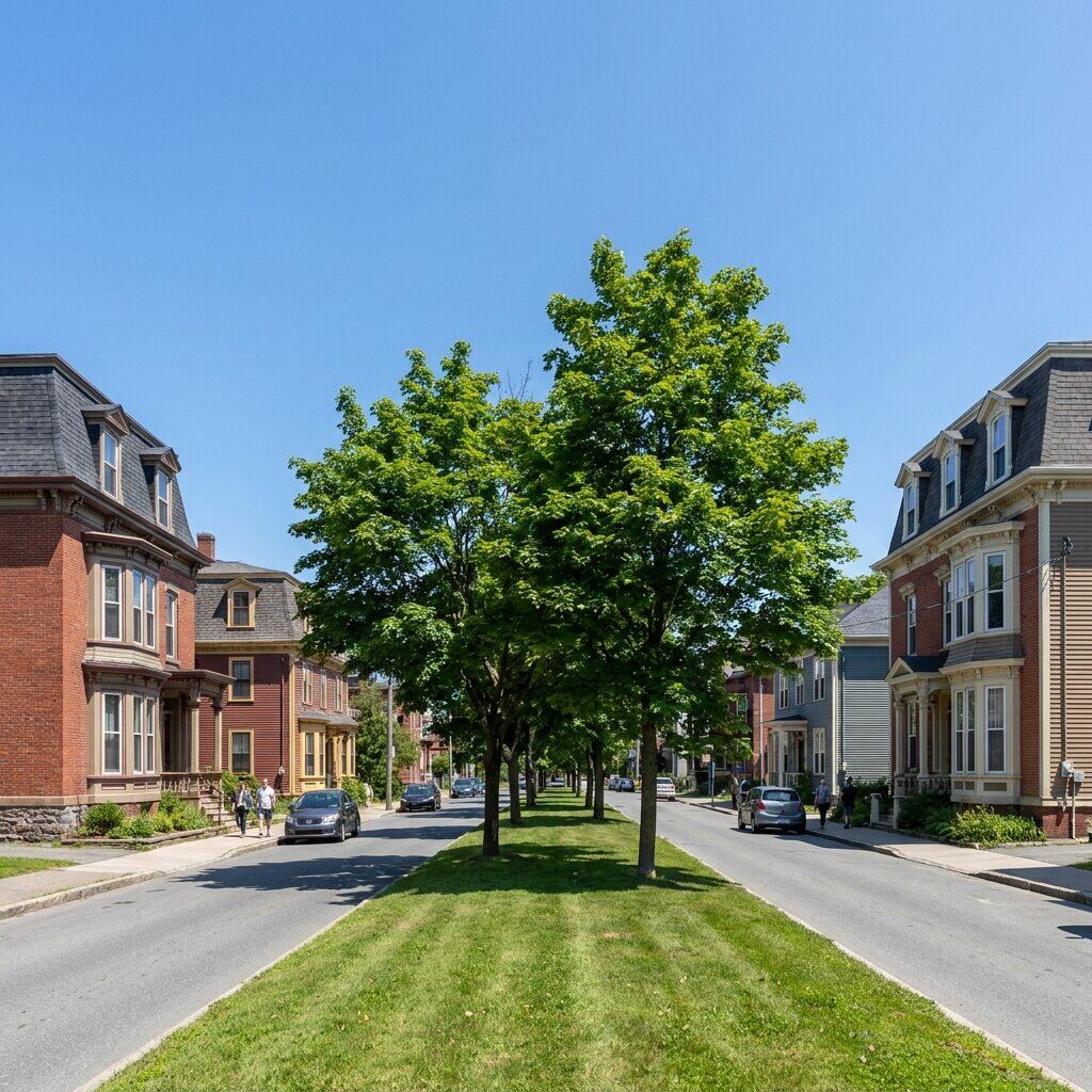 Older heritage Saint John home in the post-1877 rebuild architectural style with brick and clapboard construction representing the housing stock that Atlantic insurers are repricing